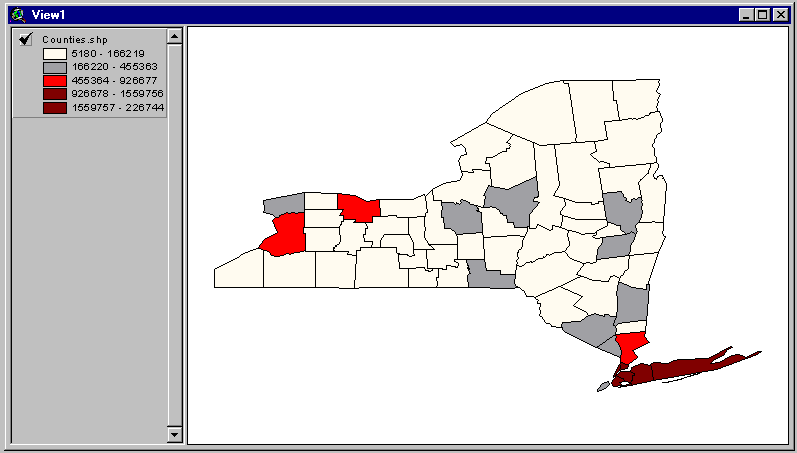 View Window of New York Counties (Classified Based on Population)