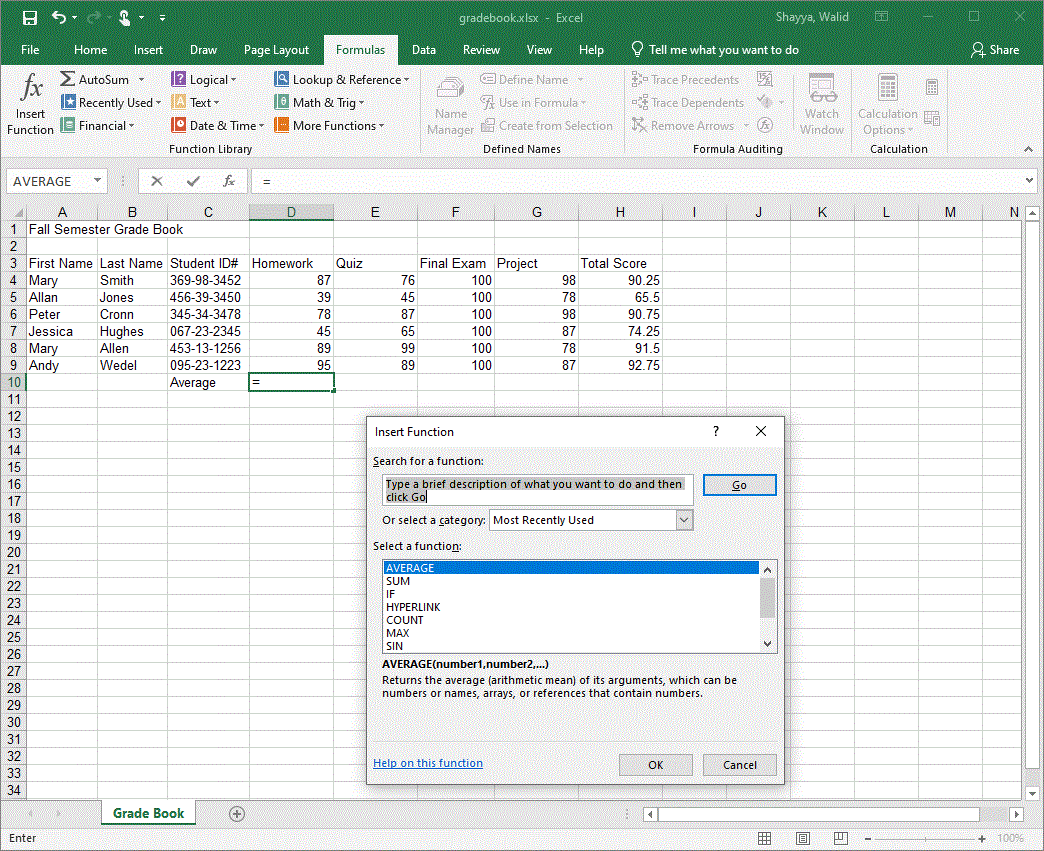MS Excel Introductory Tutorial By W.Shayya -  Figure 4